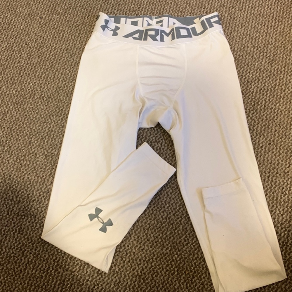 Under Armour Mens White Leggings Size L Used
